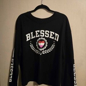 Black 'Blessed' Long Sleeve Shirt
